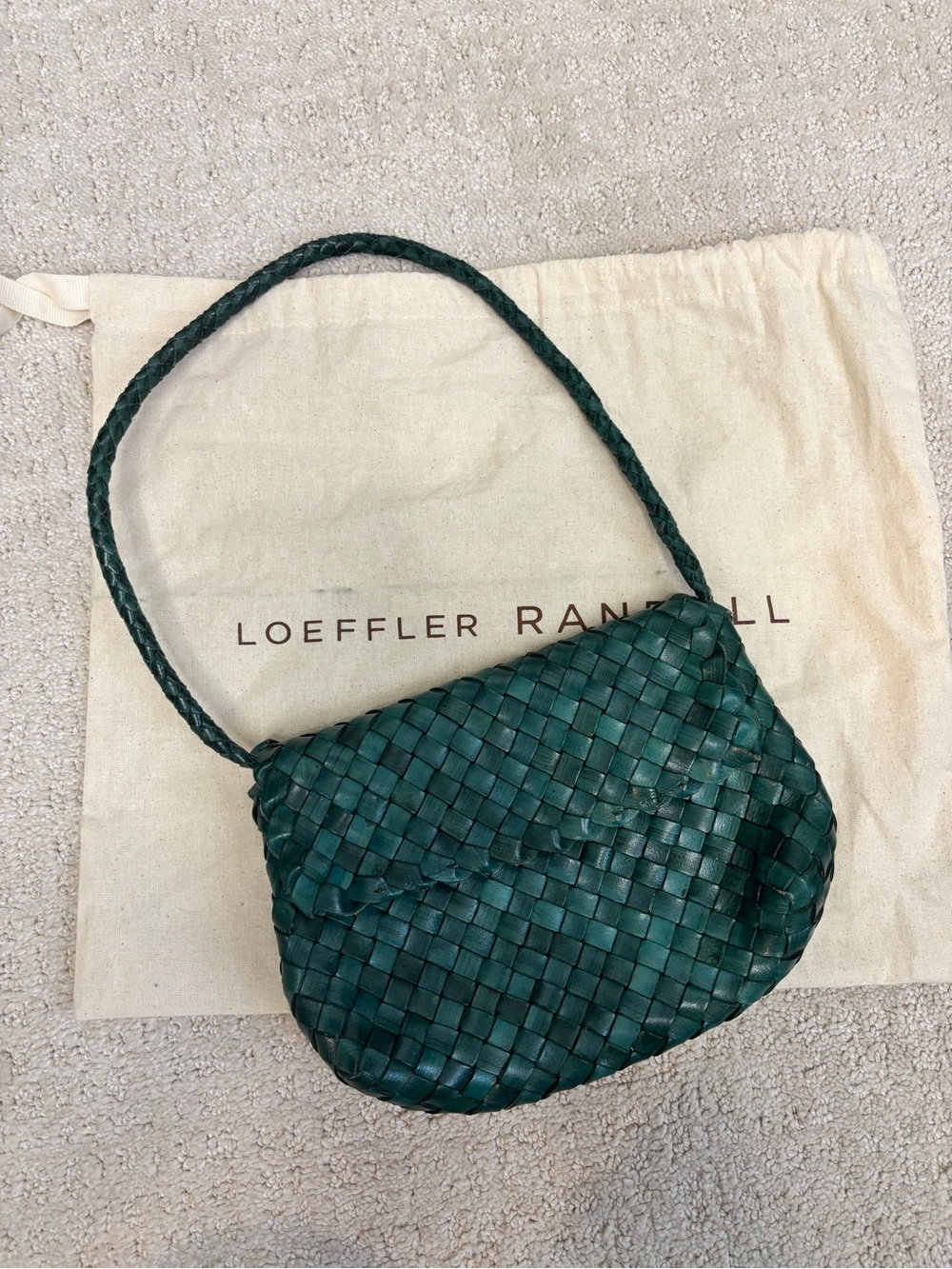 Loeffler Randall Green Woven Leather Shoulder Bag